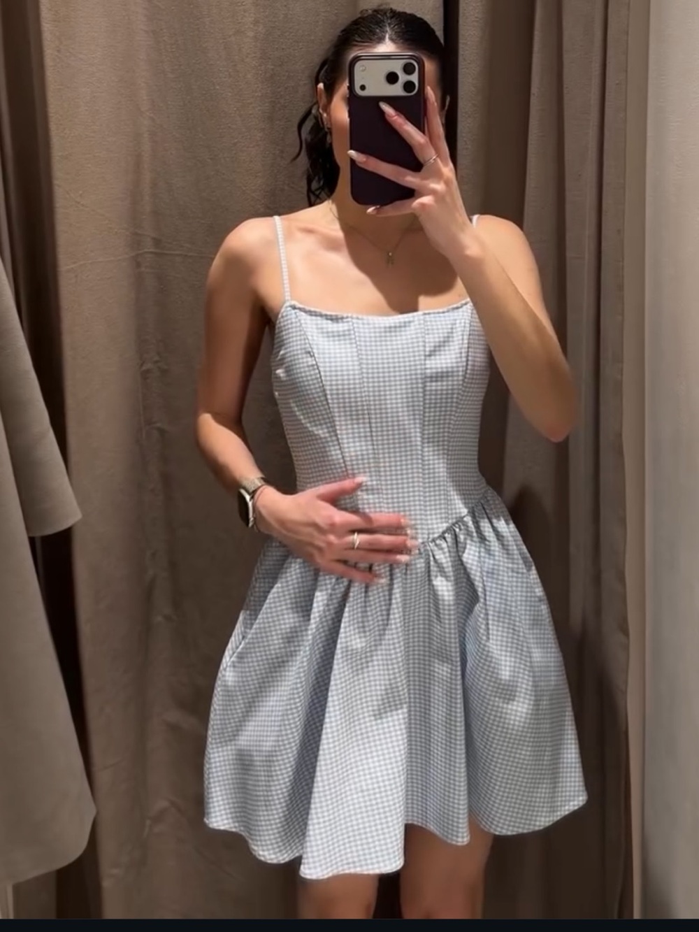 Nwt zara gingham bustier mini dress size L